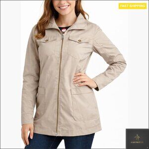Utility Jacket Long Sleeve Zip Hooded Safari Military Anorak Casual Chic